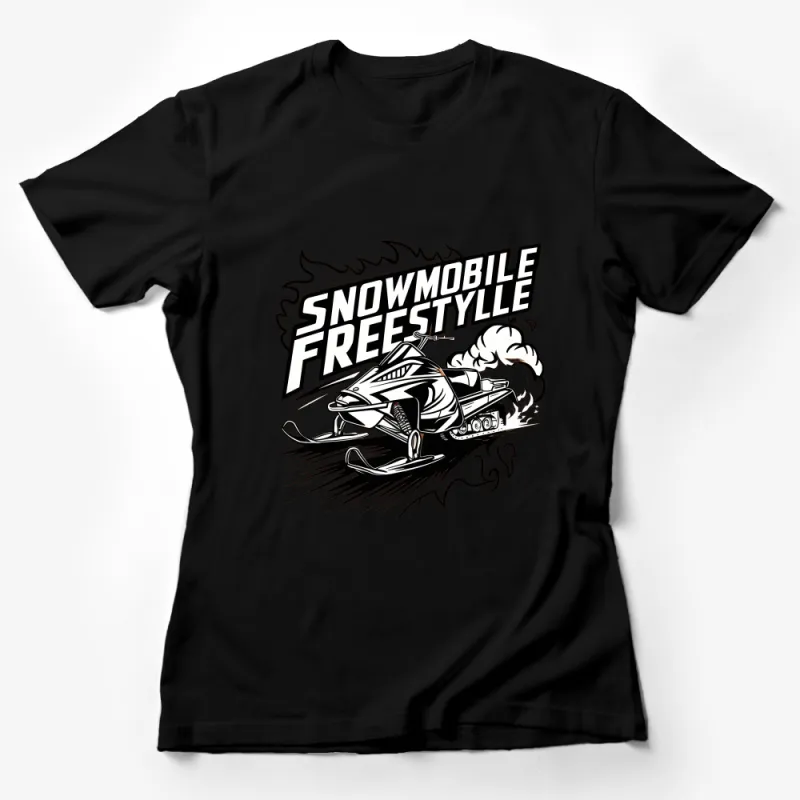 Snowmobile Freestyle Graphic T-Shirt, Winter Sports Enthusiast Tee, Extreme Snow Adventure Top Female T-Shirt