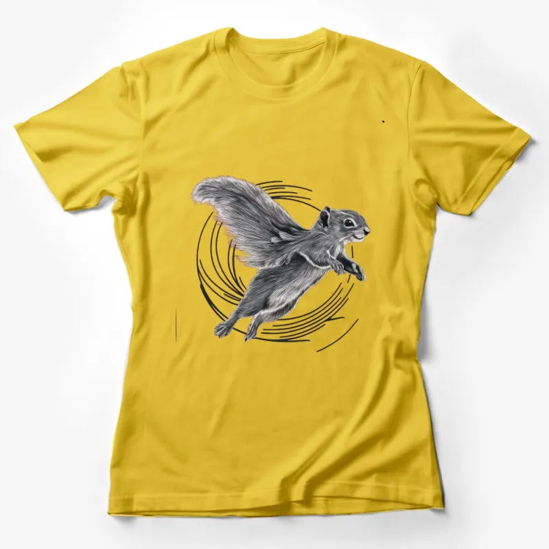 Flying Squirrel Graphic T-Shirt, Unique Wildlife Nature Inspired Tee, Animal Lover Gift, Black and White Shirt Female T-Shirt