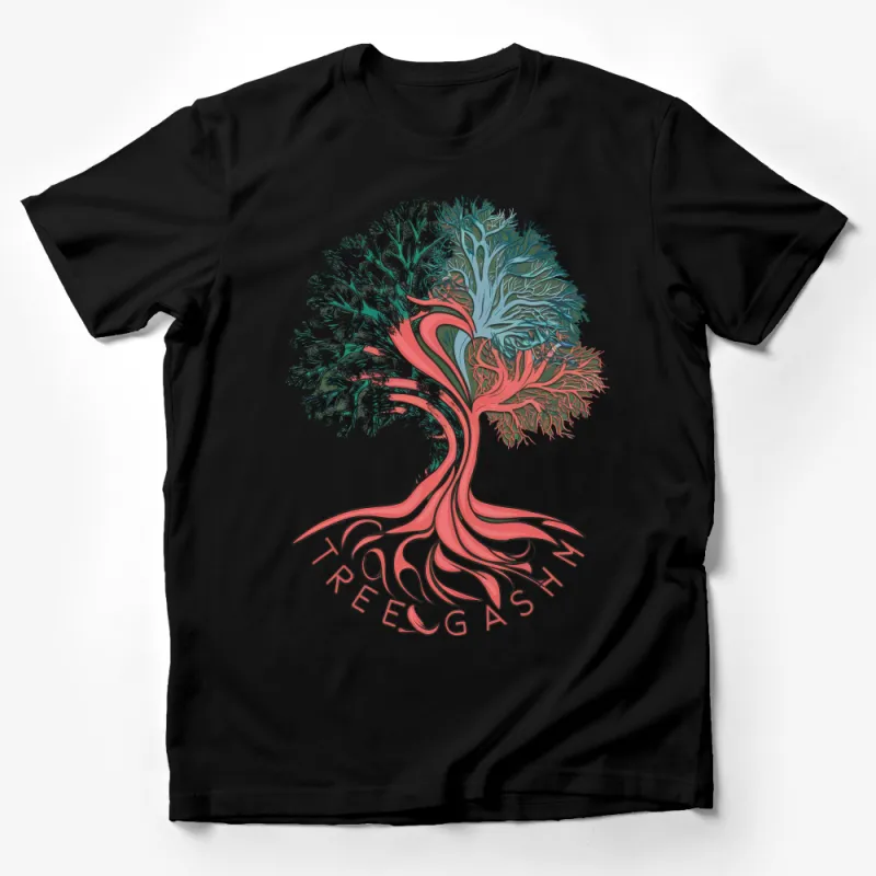 Tree of Life Art T-Shirt, Colorful Nature Inspired Graphic Tee, Unisex Adult Clothing, Unique Environmental Design Shirt Male T-Shirt