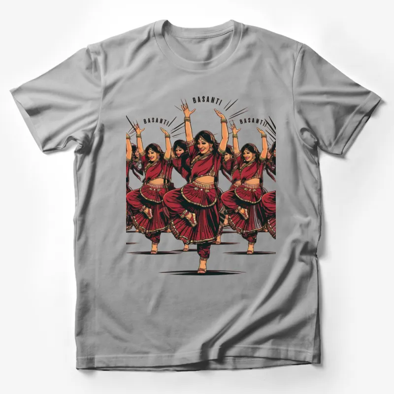 Basanti Bollywood Dance T-Shirt, Indian Cinema Inspired Graphic Tee, Women's Dance Performance Shirt Male T-Shirt