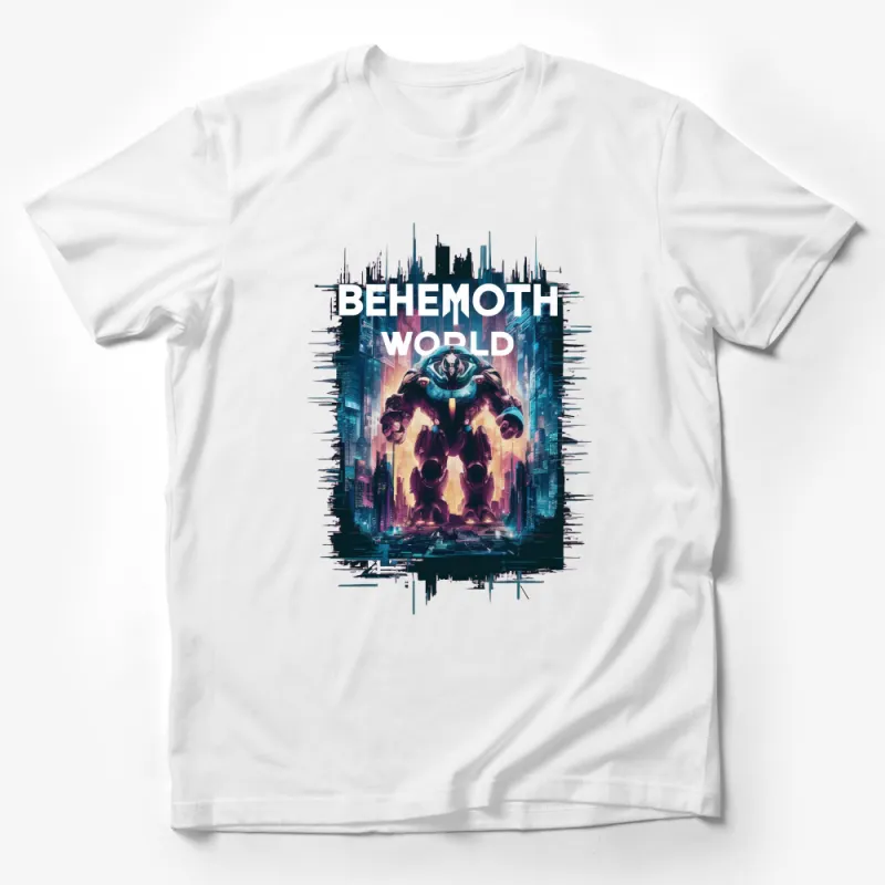 Behemoth World Robot Graphic T-Shirt, Futuristic Mech Warrior Design, Sci-Fi Apparel Male T-Shirt