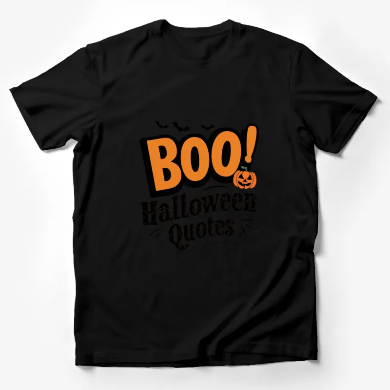 Boo Halloween Quotes T-Shirt, Spooky Orange Black Halloween Tee, Fun Bat and Pumpkin Graphic Shirt Male T-Shirt