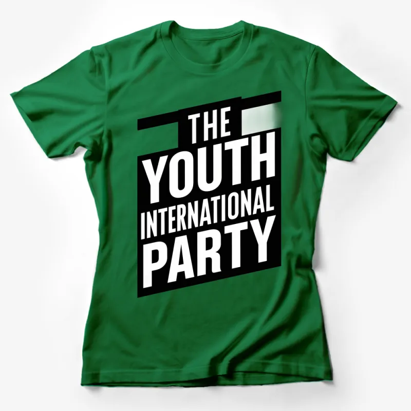 The Youth International Party Bold Text T-Shirt, Classic Black and White Tee, Unisex Fashion Top Female T-Shirt