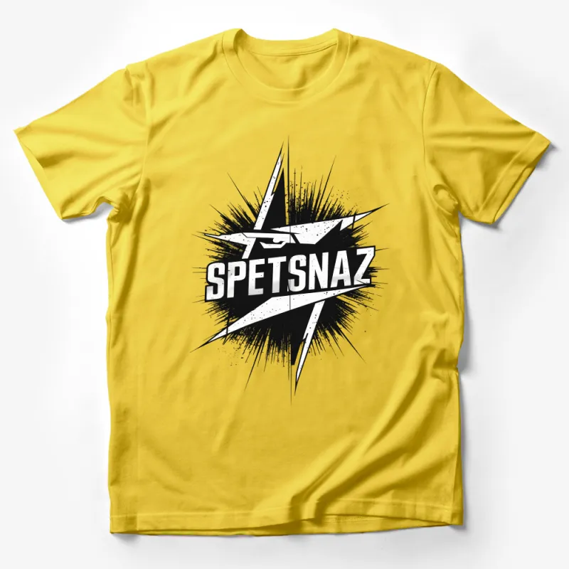 Spetsnaz Star Graphic T-Shirt, Black and White Military Print, Unisex Casual Wear Male T-Shirt