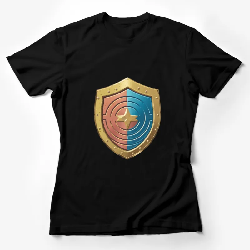 Vibrant Dual Tone Shield with Gold Star Center Unisex T-Shirt Female T-Shirt