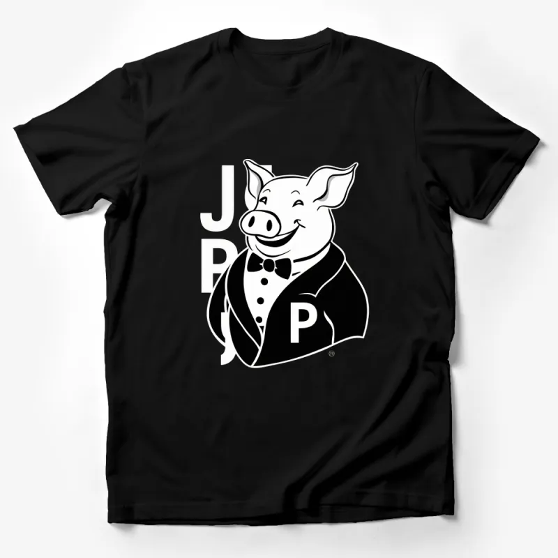 Dapper Pig in Tuxedo Graphic T-Shirt, Stylish Animal Design, Unique Fashion Illustration Tee Male T-Shirt