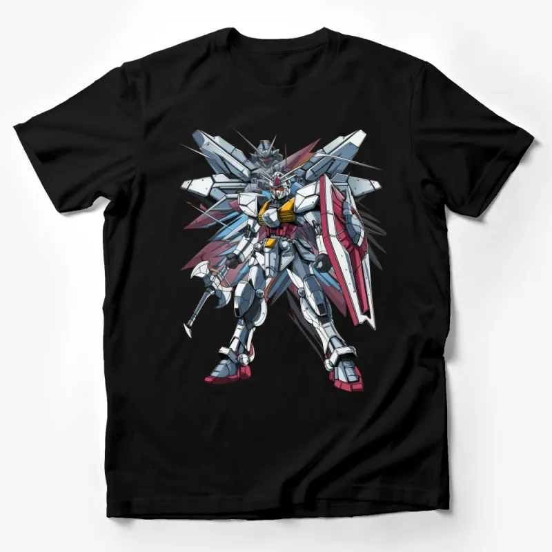 Anime Robot Graphic T-Shirt, Cool Mecha Design, Unique Manga-Inspired Apparel for Teens and Adults Male T-Shirt