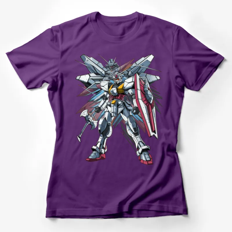 Anime Robot Graphic T-Shirt, Cool Mecha Design, Unique Manga-Inspired Apparel for Teens and Adults Female T-Shirt