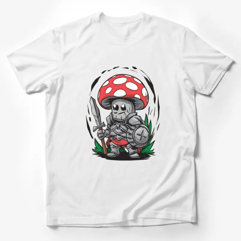 Fantasy Mushroom Warrior T-Shirt, Kids and Adults Fantasy Apparel, Unique Graphic Tee Male T-Shirt