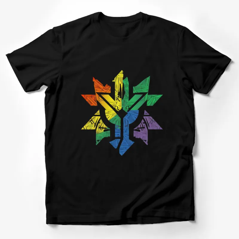 Colorful Abstract Leaf Design T-Shirt, Unisex Graphic Tee, Vibrant Casual Wear, Artistic Apparel Male T-Shirt