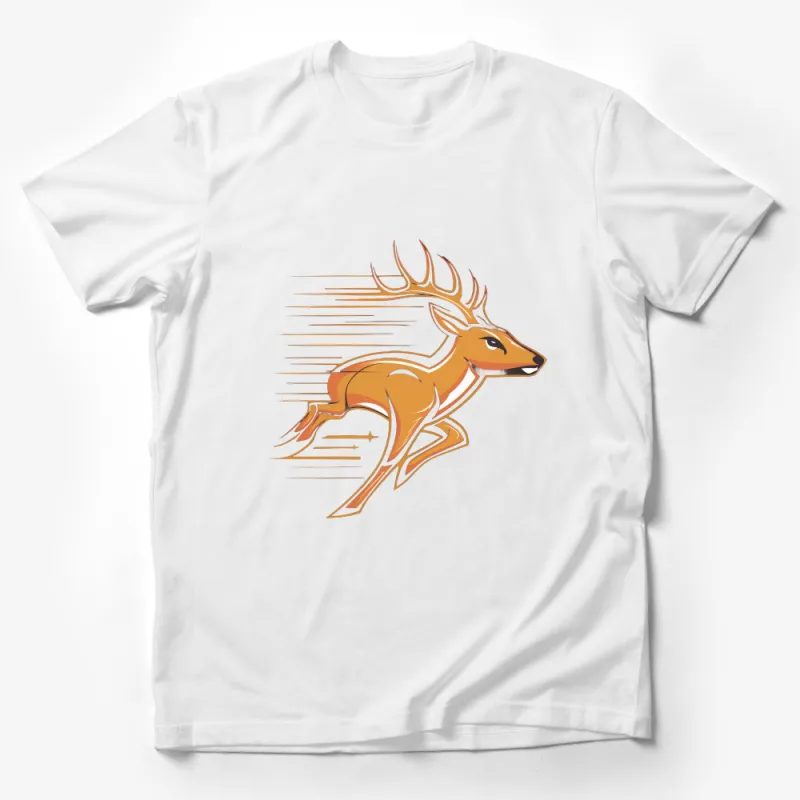 Running Deer Graphic T-Shirt, Nature Inspired Speeding Deer Design, Wildlife Tee for Men and Women Male T-Shirt