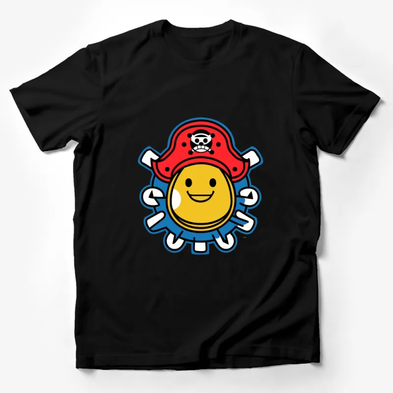 Pirate Smiley Face T-Shirt, Cute Cartoon Pirate Emoji Tee, Kids and Adults Casual Wear Male T-Shirt