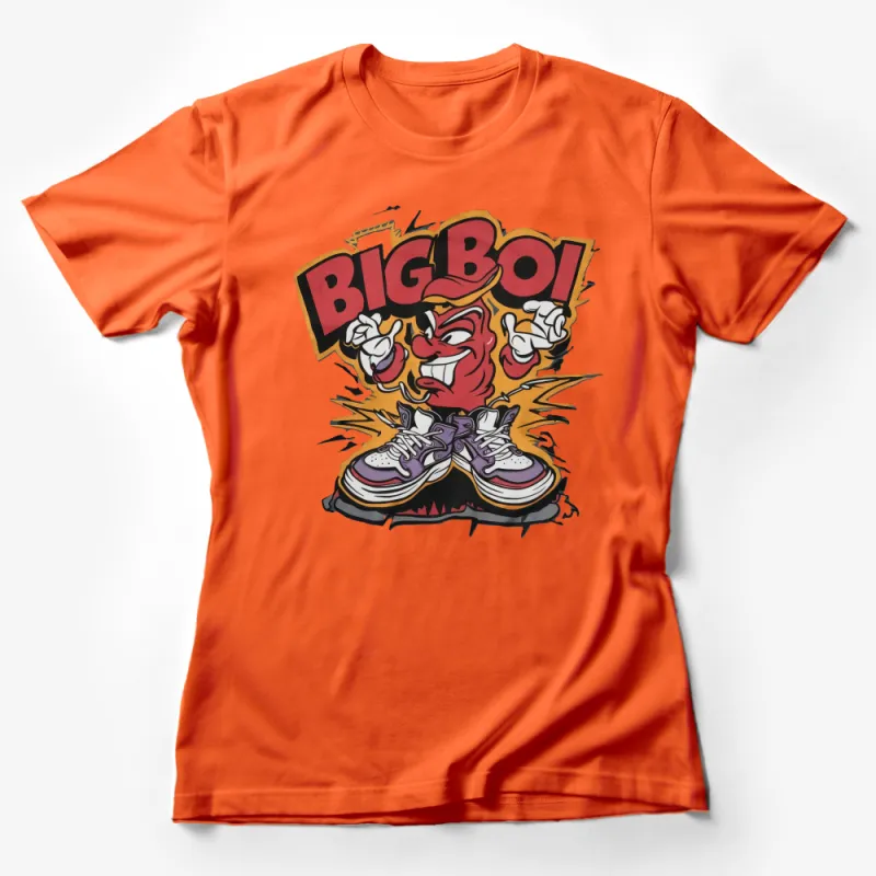 Big Boi Retro Comic Style T-Shirt, Bold Red Text, Purple Sneakers Design, Unisex Tee Female T-Shirt