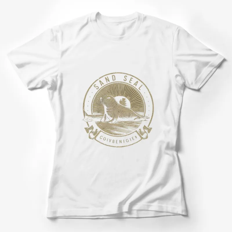 Vintage Seal Graphic T-Shirt, Sand Seal Illustration, Eco-Friendly Cotton Tee, Unisex Style for All Ages Female T-Shirt