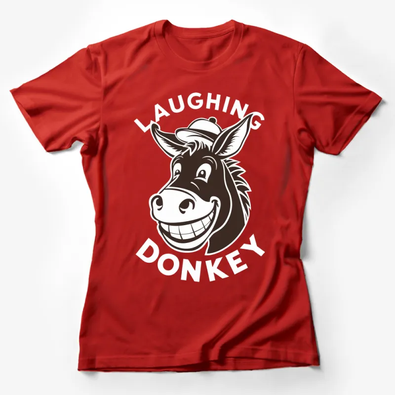 Laughing Donkey Graphic T-Shirt, Funny Animal Tee, Cute Farm Animal T-Shirt, Casual Wear Female T-Shirt