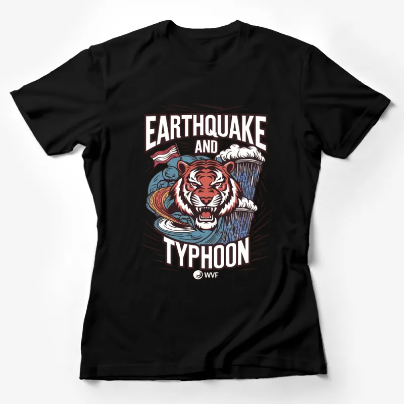 Vintage Tiger and Tsunami Graphic T-Shirt, Earthquake and Typhoon Design, Retro Style Tee for Men and Women Female T-Shirt