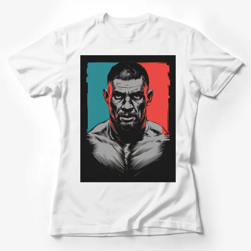 Men's Graphic Tee, Bold Face Art, Pop Color Contrast, Casual Cool Style T-Shirt Female T-Shirt