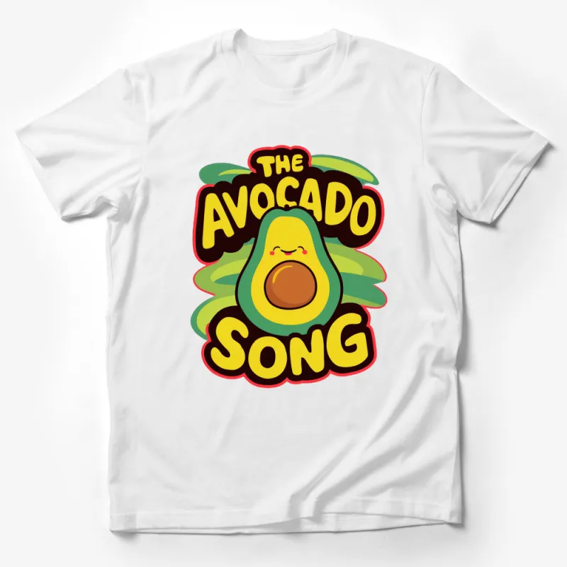 Cute Avocado Song T-Shirt, Funny Vegan Tee, Happy Avocado Music T-Shirt, Gift for Vegetarians Male T-Shirt