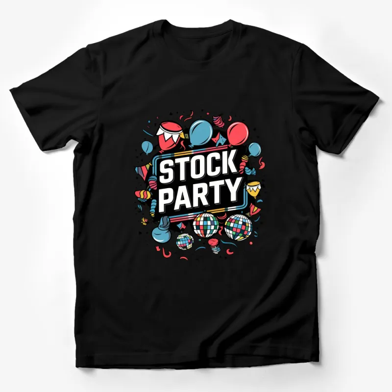 Stock Party Celebration T-Shirt, Colorful Fun Graphic Tee, Men Women Casual Wear Male T-Shirt