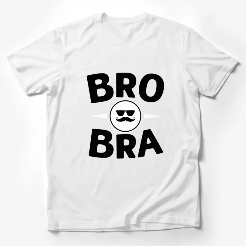 Bro Bra T-Shirt with Mustache Graphic, Funny Men's Fashion Tee, Casual Black and White Shirt Male T-Shirt