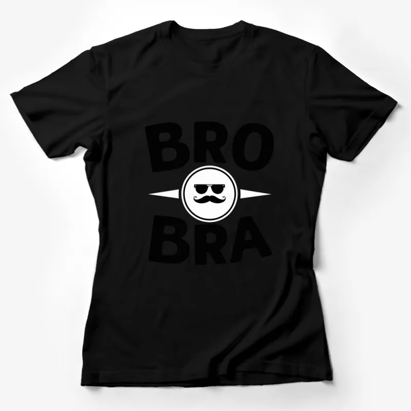 Bro Bra T-Shirt with Mustache Graphic, Funny Men's Fashion Tee, Casual Black and White Shirt Female T-Shirt