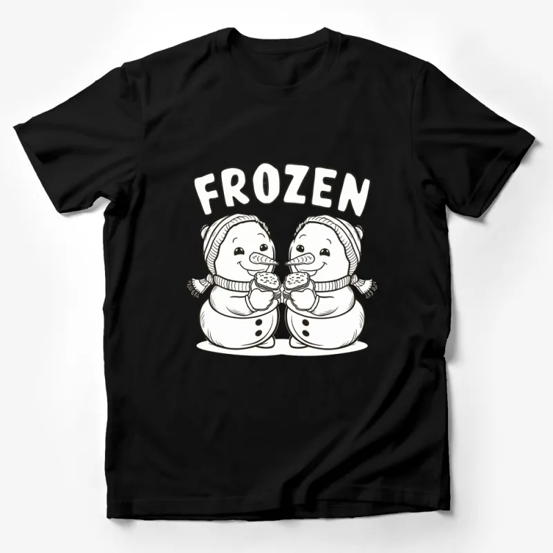 Frozen Snowman Couple T-Shirt, Cute Winter Graphic Tee, Holiday Snowmen Love Tshirt, Unisex Male T-Shirt