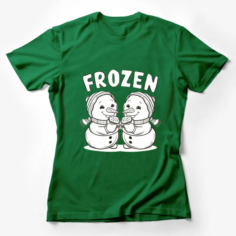 Frozen Snowman Couple T-Shirt, Cute Winter Graphic Tee, Holiday Snowmen Love Tshirt, Unisex Female T-Shirt