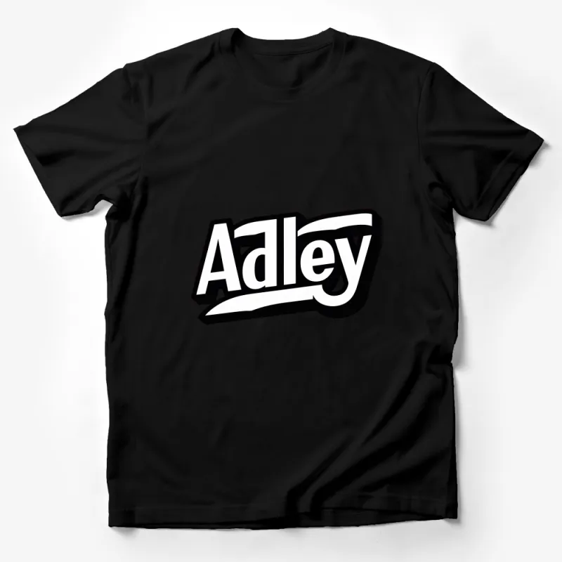 Adley Bold Script Logo T-Shirt, Unisex Black and White Graphic Tee, Casual Modern Streetwear, Perfect Gift for Him or Her Male T-Shirt