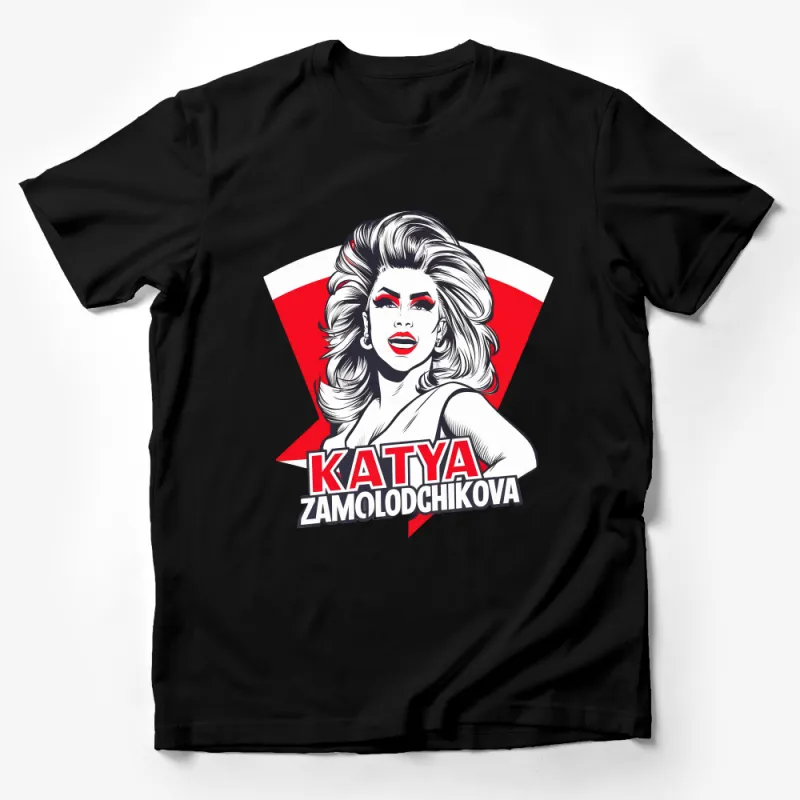 Retro Pop Art Style Katya Zamolodchikova Inspired T-Shirt, Vintage Comic Design Tee, Bold Graphic Top Male T-Shirt