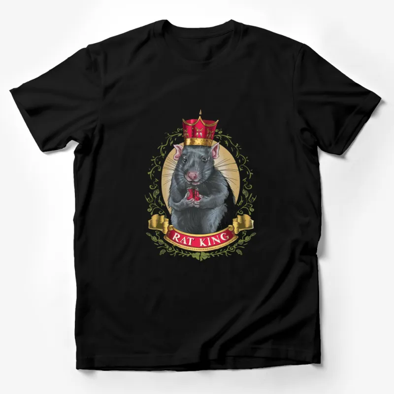 Rat King Crown Animal Graphic T-Shirt, Vintage Royal Inspired Rodent Tee, Unique Rat Lover Gift Top Male T-Shirt