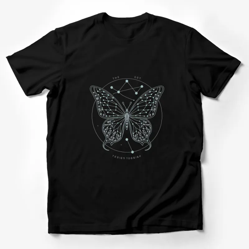 Geometric Butterfly T-Shirt, Minimalist Insect Line Art, White Tee for Men and Women, Casual Summer Top, Graphic Tee Male T-Shirt