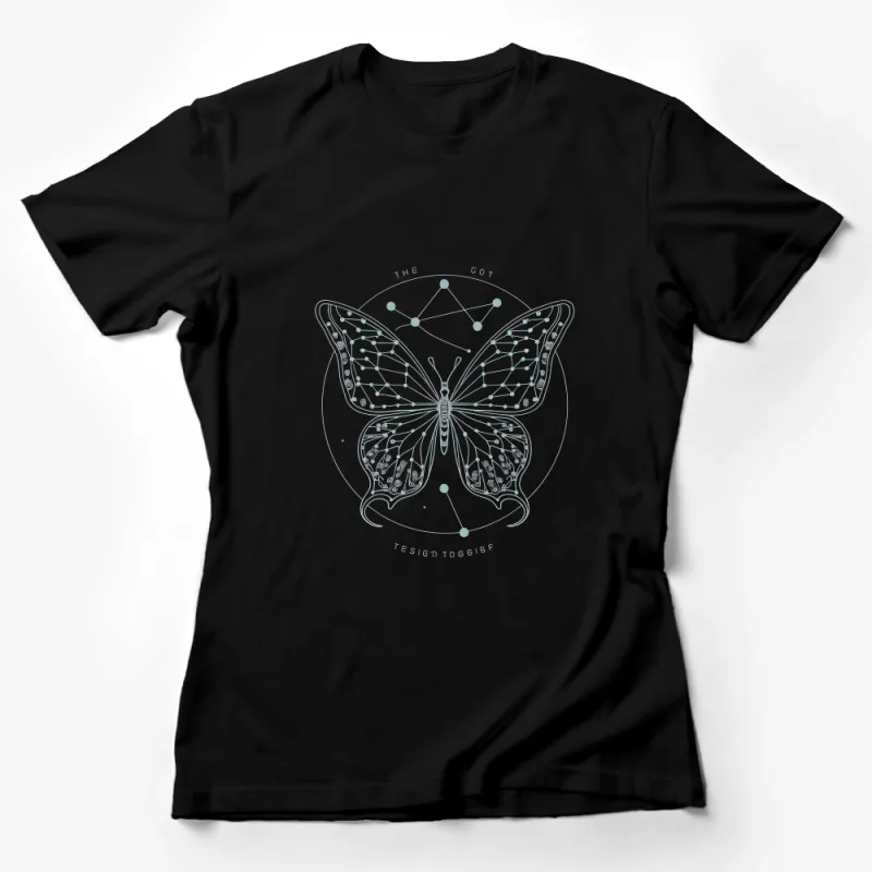 Geometric Butterfly T-Shirt, Minimalist Insect Line Art, White Tee for Men and Women, Casual Summer Top, Graphic Tee Female T-Shirt