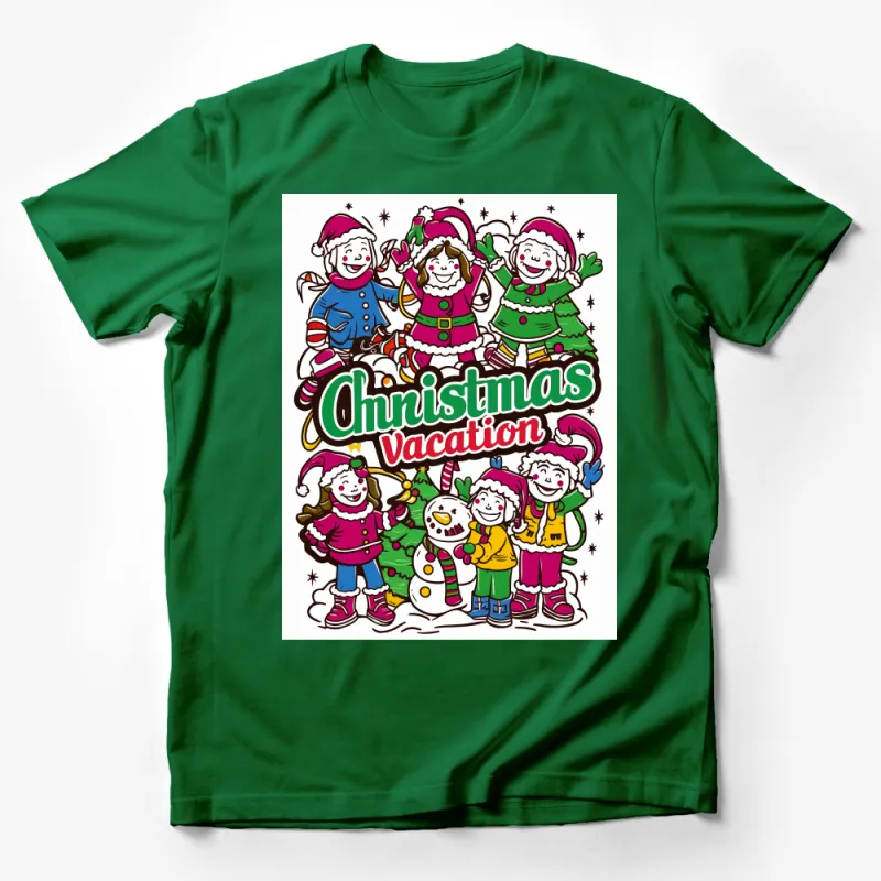 Christmas Vacation Family T-Shirt, Colorful Holiday Snowman and Kids Design Tee Male T-Shirt