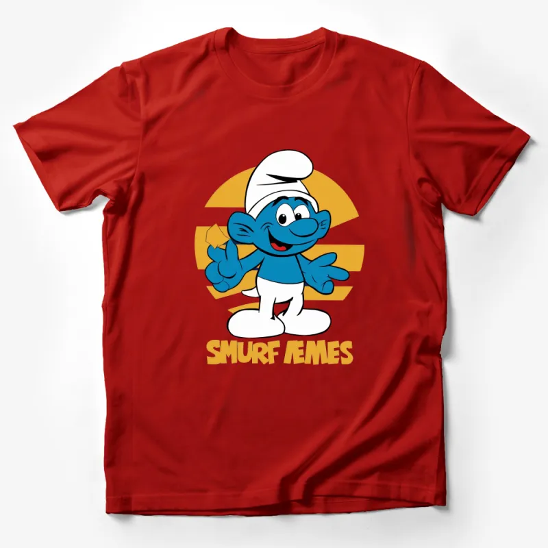 Smurf Cartoon Character T-Shirt, Blue Smurf Graphic Tee, Kids and Adult Sizes Male T-Shirt