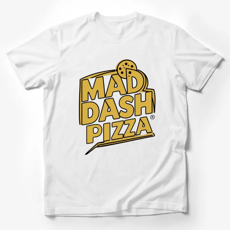 Mad Dash Pizza Logo T-Shirt, Vintage Style Graphic Tee, Casual Foodie Apparel, Unique Pizza Lover Gift Male T-Shirt