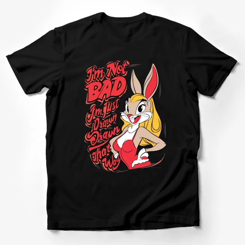 Jessica Rabbit T-Shirt, I'm Not Bad, Just Drawn That Way Quote, Classic Cartoon Graphic Tee, Gift for Animation Fans Male T-Shirt