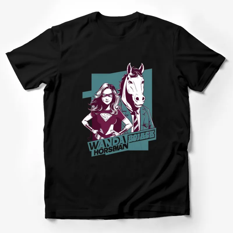 Wanda Horseman Superhero T-Shirt, Comic Style Graphic Tee, Bold Pop Art Design, Fashionable Casual Wear for All Male T-Shirt