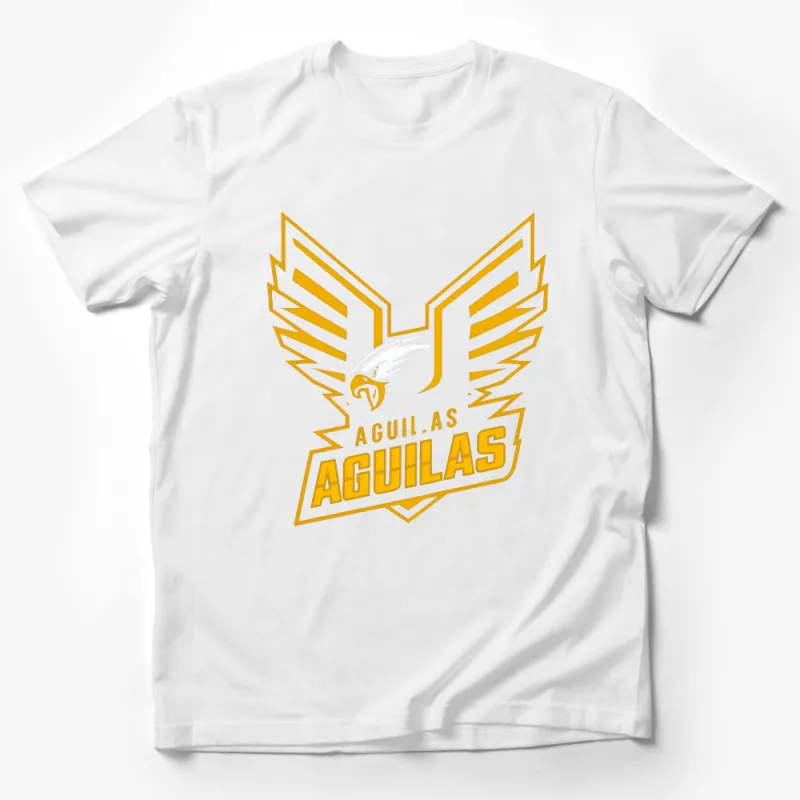 Golden Eagle Graphic T-Shirt, Bold Aguilas Emblem, Unisex Casual Wear, Sporty Crewneck Top Male T-Shirt