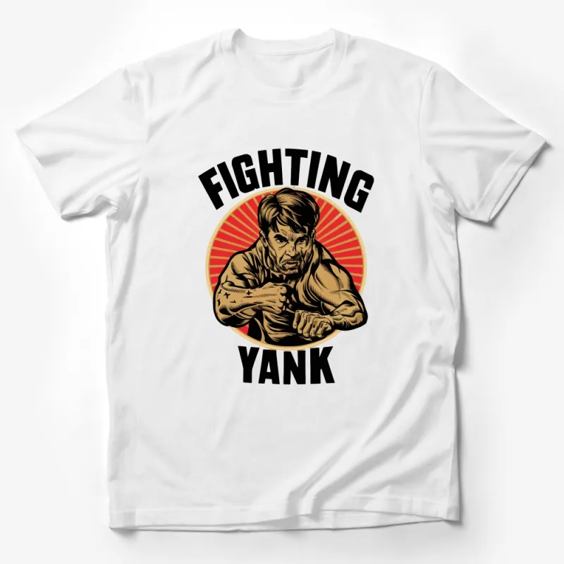 Vintage Fighting Yank T-Shirt, Classic Retro Comic Book Hero Tee, Bold Graphic Design Top Male T-Shirt