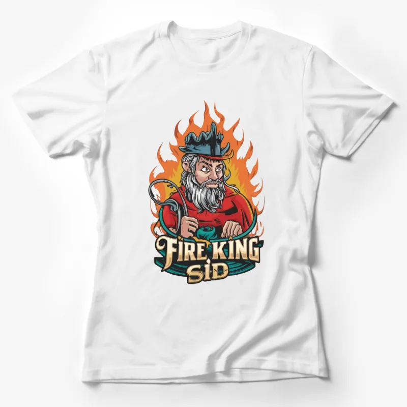 Fire King Sid Graphic T-Shirt, Bold Flame Design Men's Shirt, Vintage Cartoon Character Apparel Female T-Shirt