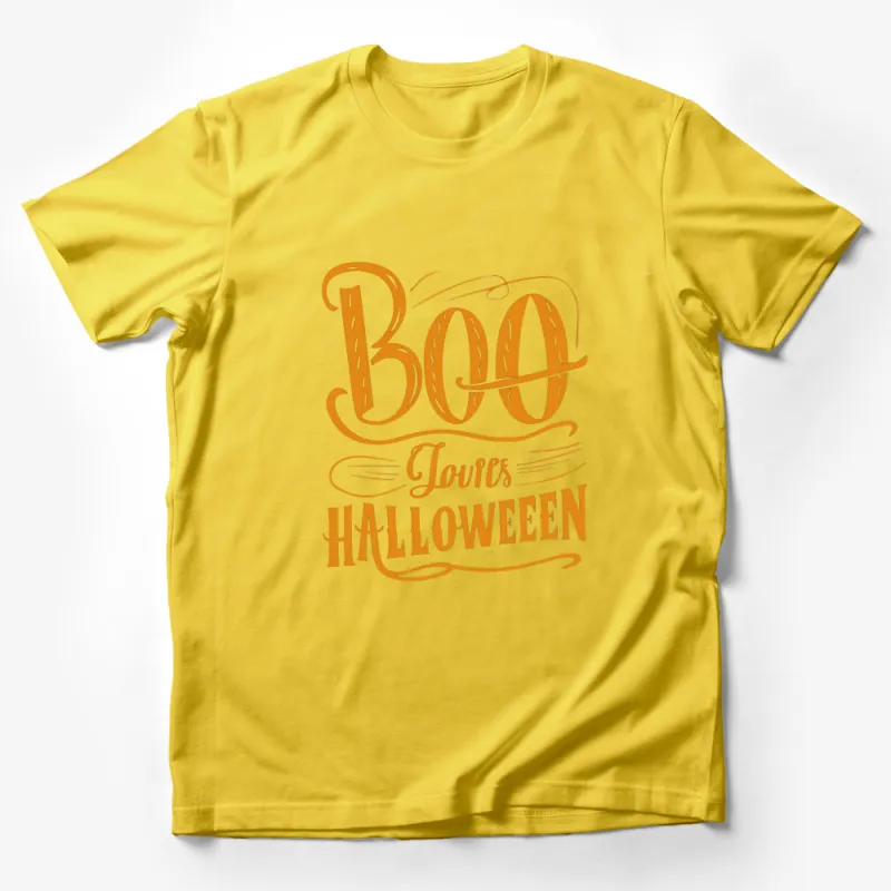 Boo Lovers Halloween T-Shirt, Spooky Script Typography, Fall Casual Wear, October Fun Tee Shirt Male T-Shirt