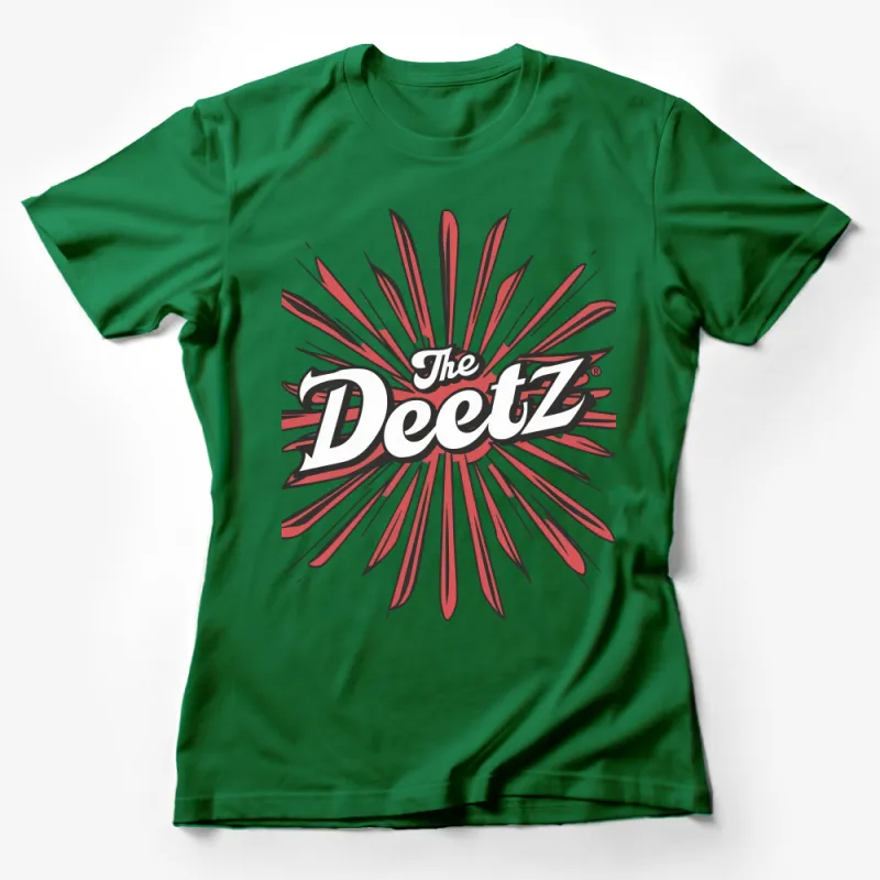 Vintage-Inspired The Deetz T-Shirt, Bold Red and White Graphic Design Tee, Unisex Female T-Shirt