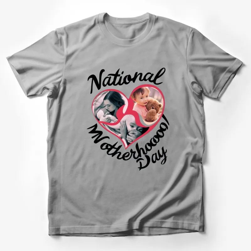 National Motherhood Day Heart T-Shirt, Gift for Moms, Women's Photo Tee, Family Love Apparel Male T-Shirt