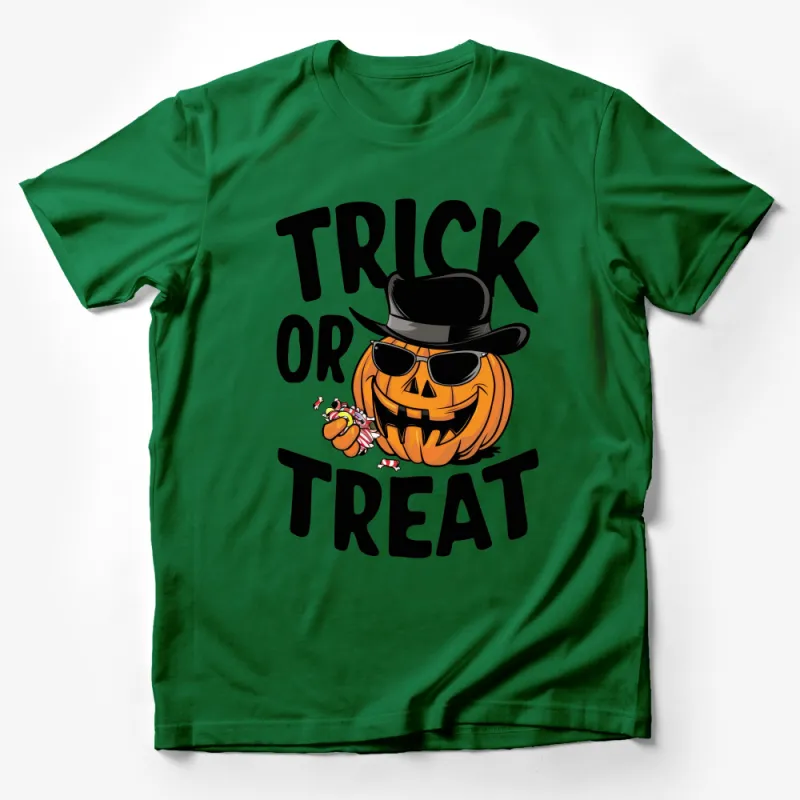 Trick or Treat Pumpkin Halloween T-Shirt, Spooky Jack O'Lantern Graphic Tee, Autumn Festival Shirt for All Ages Male T-Shirt