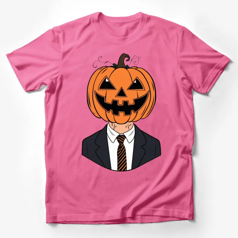 Halloween Pumpkin Head T-Shirt, Funny Jack-O'-Lantern Suit and Tie Design, Unisex Tee for Fall Festivities Male T-Shirt