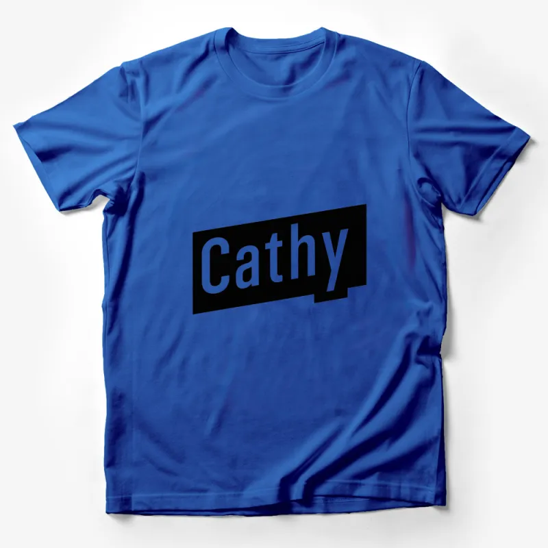 Cathy Bold Text Graphic Black and White T-Shirt, Modern Font Print Casual Tee Male T-Shirt