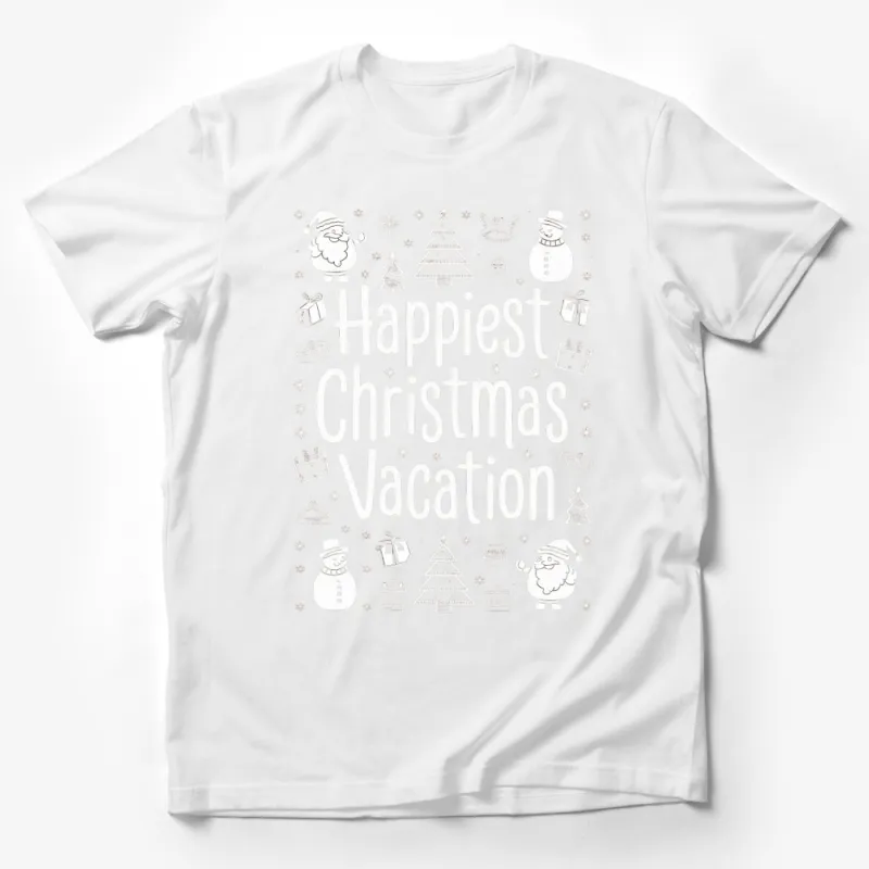 Happiest Christmas Vacation Festive T-Shirt, Holiday Graphic Tee, Santa Snowmen Gifts Design Male T-Shirt