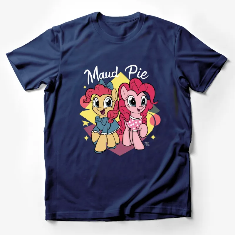 Cute Cartoon Pony Sisters T-Shirt, Pink and Blue Ponies, Gift for Kids, Colorful Graphic Tee Male T-Shirt