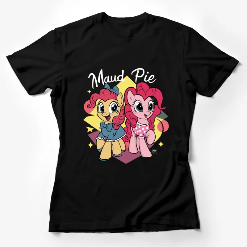 Cute Cartoon Pony Sisters T-Shirt, Pink and Blue Ponies, Gift for Kids, Colorful Graphic Tee Female T-Shirt