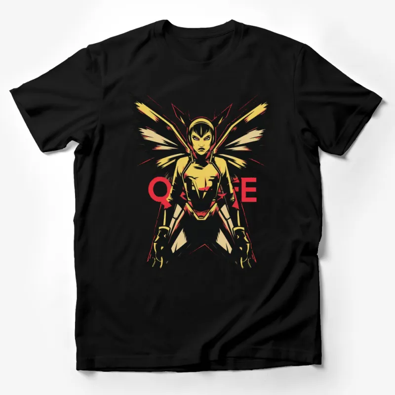 Bold Graphic T-Shirt, Superhero Yellow Red Black Design, Vibrant Unisex Tee, Artistic Trendy Apparel for All Male T-Shirt